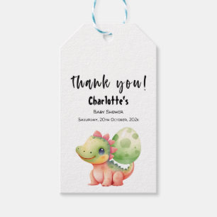 Etiqueta Para Presente Chá de Bebê de Dinossauro Adorável em Aquarela