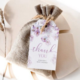 Etiqueta Para Presente Chá de bebê de flores de cerejeira em aquarela