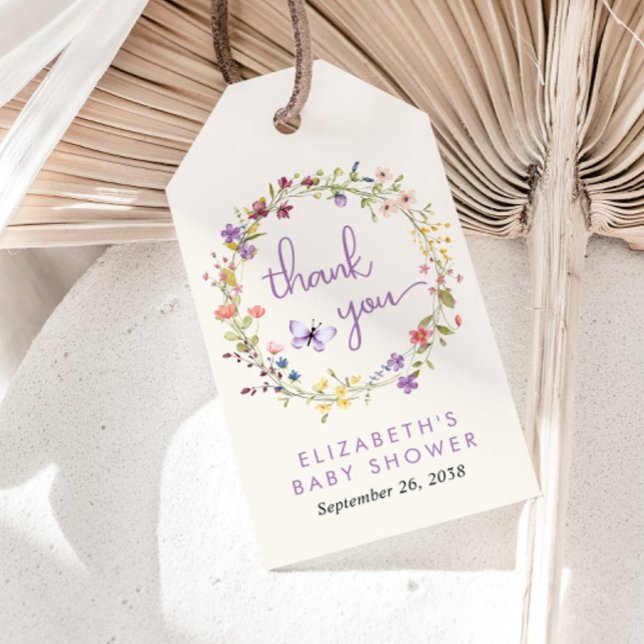 Etiqueta Para Presente Chá De Bebê De Flores Selvagens (Criador carregado)