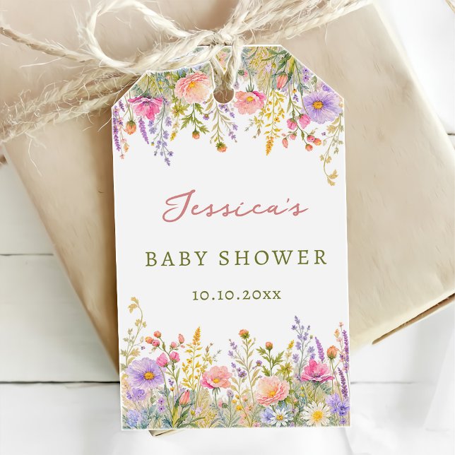 Etiqueta Para Presente Chá de Bebê de Flores Silvestres (Criador carregado)