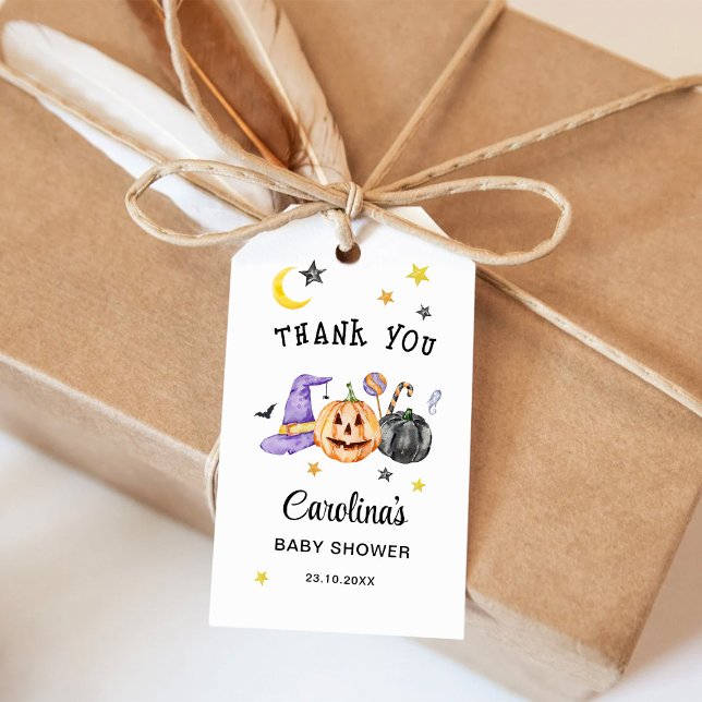 Etiqueta Para Presente Chá de Bebê de Halloween Obrigado (Criador carregado)
