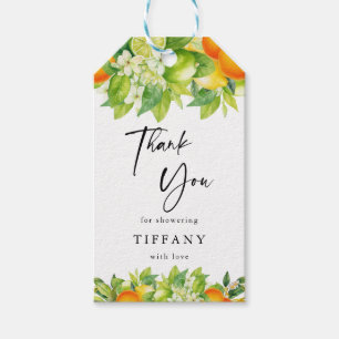 Etiqueta Para Presente Chá de Bebê de Laranja Limão Cítrico Moderno de Ve