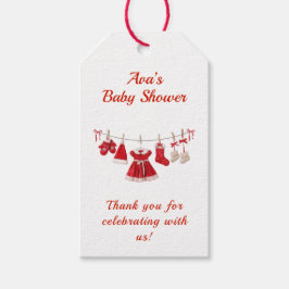 Etiqueta Para Presente Chá de Bebê de Natal | Roupas de Papai Noel Vermel