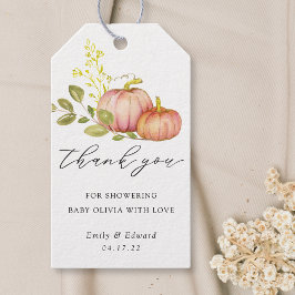 Etiqueta Para Presente Chá de Bebê de Outono Gênero Neutro Pequena Abóbor