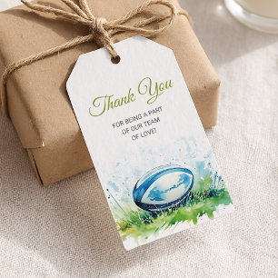Etiqueta Para Presente Chá de Bebê de Rugby em Aquarela Elegante