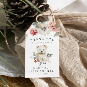 Etiqueta Para Presente Chá de Bebê de Urso Polar em Aquarela Fofa de Inve