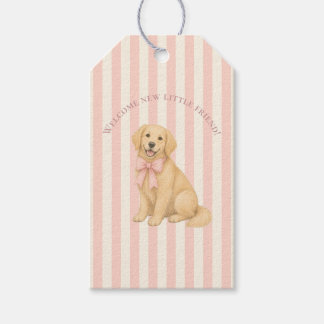 Etiqueta Para Presente Chá de Bebê do Retriever Dourado Rosa