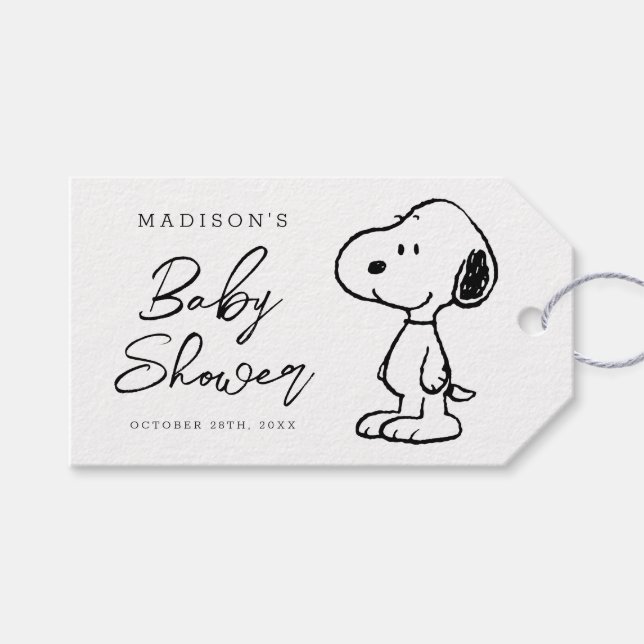 Etiqueta Para Presente Chá de Bebê do Snoopy e Balões (Frente (horizontal))