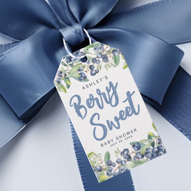 Etiqueta Para Presente Chá de Bebê Doce Mirtilo (Blueberry Berry Sweet Baby Shower Gift Tags )