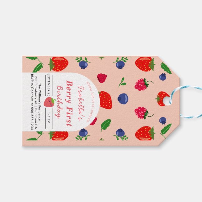 Etiqueta Para Presente Chá de bebê doce morango (Frente (horizontal))