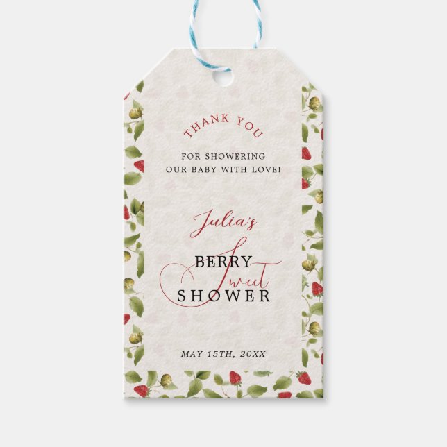 ETIQUETA PARA PRESENTE CHÁ DE BEBÊ DOCE MORANGO SELVAGEM (Frente)