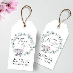 Etiqueta Para Presente Chá De Bebê Elefante Bonito Obrigado