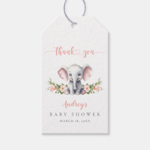 Etiqueta Para Presente Chá De Bebê Elefante Cor-De-Rosa Bonita Obrigado