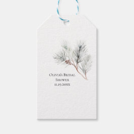 Etiqueta Para Presente Chá de Bebê Elegante de Pinheiro Branco de Inverno