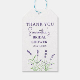 Etiqueta Para Presente Chá de Bebê em Aquarela Roxa com Flores de Lavanda
