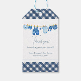 Etiqueta Para Presente Chá de Bebê em Jeans Azul Agradecimento