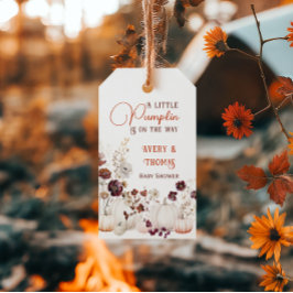 Etiqueta Para Presente Chá de Bebê Floral de Outono da Pequena Abóbora