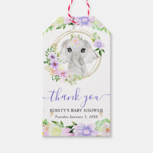 Etiqueta Para Presente Chá de Bebê Floral Elefante Cute Jungle Aquarela