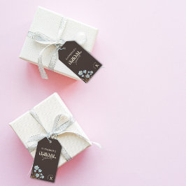 Etiqueta Para Presente Chá de Bebê Floral em Aquarela Azul Elegante Marro