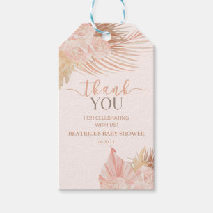 Etiqueta Para Presente Chá de Bebê Flores Florais Rosa Suave Boho