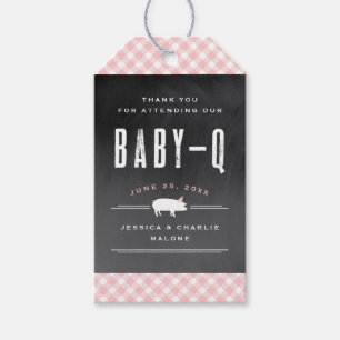 Etiqueta Para Presente Chá de Bebê Gingham Baby BBQ Rosa
