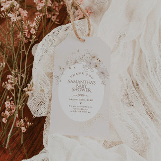 Etiqueta Para Presente Chá de Bebê Jardim Floral Aquarela Bege Boho