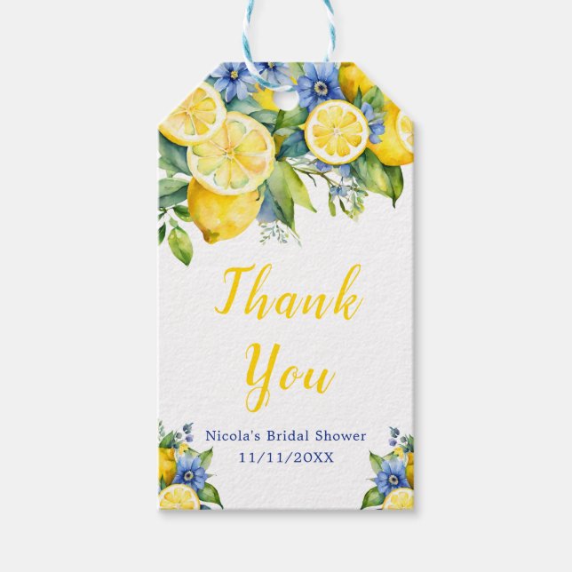 Etiqueta Para Presente Chá de Bebê Mediterrâneo de Limão (Frente)