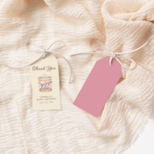 Etiqueta Para Presente Chá de Bebê Menina Carrossel Rosa Pastel Fofo