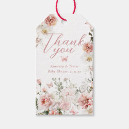 Etiqueta Para Presente Chá de Bebê Menina Floral Rosa Borboleta Pequena