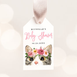 Etiqueta Para Presente Chá de Bebê Menina Gatinha Aquarela Doce