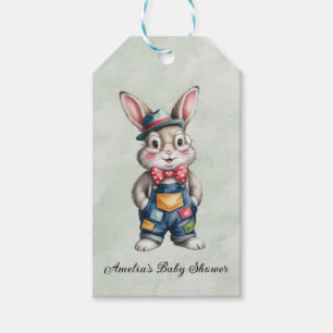 Etiqueta Para Presente Chá de Bebê Menino Hipster Bunny Obrigado