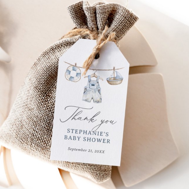 Etiqueta Para Presente Chá de Bebê Menino Náutico (Criador carregado)