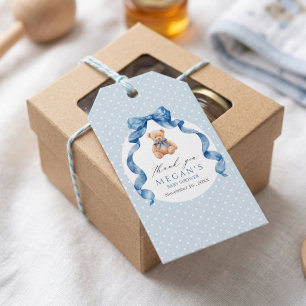 Etiqueta Para Presente Chá de Bebê Menino Urso de Pelúcia Azul