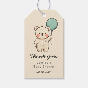 Etiqueta Para Presente Chá de Bebê Minimalista Fofo Urso Mal Mal Pode Esp