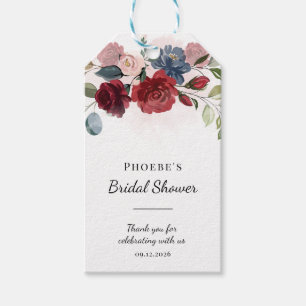 Etiqueta Para Presente Chá de Bebê Moderno Floral Bege Borgonha