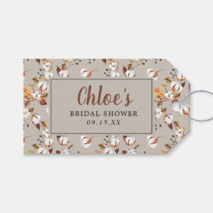 Etiqueta Para Presente Chá de Bebê Outono DIY Folhas Brancas Florais