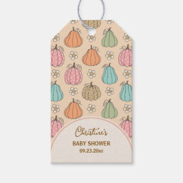 Etiqueta Para Presente Chá de Bebê Padrão de Abóbora Bege Neutro Colorido