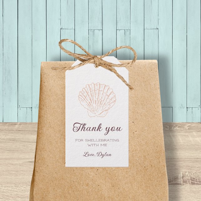 Etiqueta Para Presente Chá de Bebê Praia Seashell Obrigada (Seashell Beach Baby Shower Thank You Gift Tags)