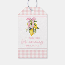 Etiqueta Para Presente Chá de bebê preppy com laço rosa e limão