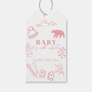 Etiqueta Para Presente Chá de Bebê Rosa Desenhado à Mão Baby É Frio Lá Fo