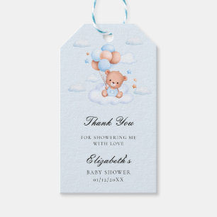 Etiqueta Para Presente Chá de Bebê Urso Teddy Menino Azul