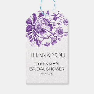 Etiqueta Para Presente Chá de Bebê Vintage Francês Toile Roxo Floral