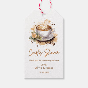 Etiqueta Para Presente Chá de Casal de Casamento com Tema de Café Marrom