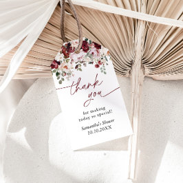 Etiqueta Para Presente Chá De Flores Rosa Blush Burgundy - Obrigado