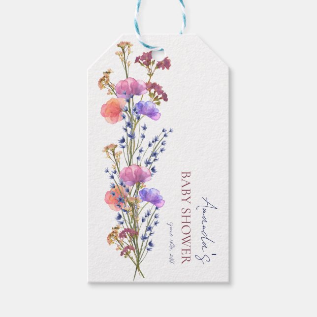 Etiqueta Para Presente Chá de fraldas Acrílico de Buquê (Frente)