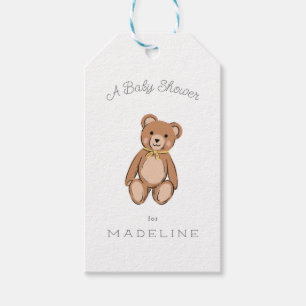 Etiqueta Para Presente Chá de fraldas Amarelo Clássico do Urso de Teddy