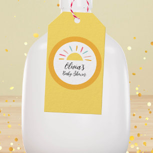 Etiqueta Para Presente Chá de fraldas amarelo-sol personalizado