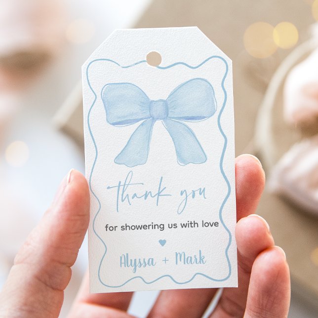 Etiqueta Para Presente Chá de fraldas Arco Azul Coquette (Criador carregado)