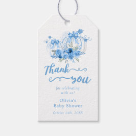 Etiqueta Para Presente Chá de fraldas Arco Azul de Abóbora Obrigado