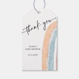 Etiqueta Para Presente Chá de fraldas Arco-Íris Aquarela Obrigado Etiquet